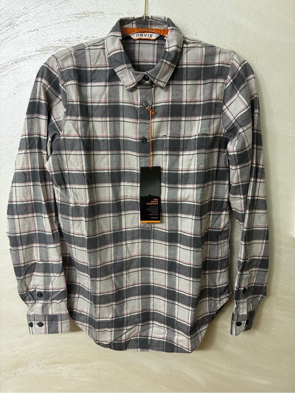 Orvis women’s Gray Plaid Button-Down Shirt